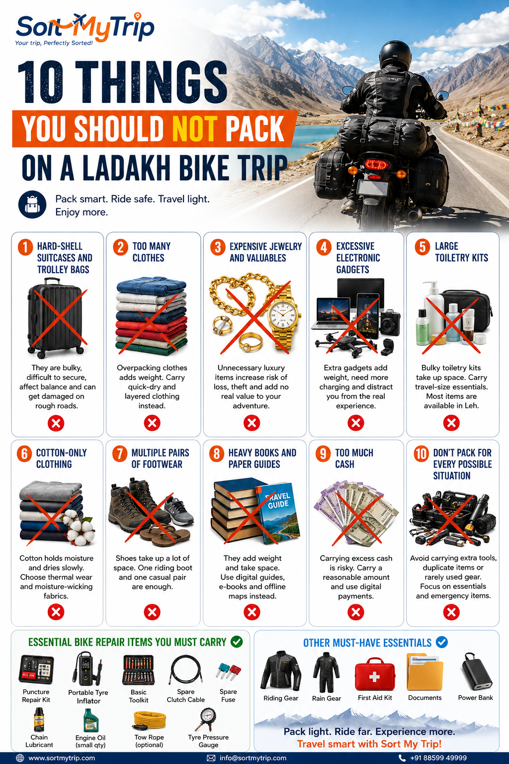 10 Things You Should Not Pack on a Ladakh Bike Trip: The Ultimate Packing Guide for Riders
